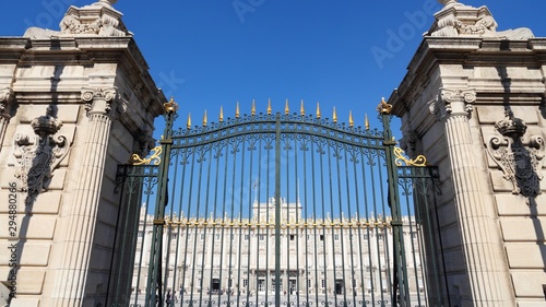Madrid Royal Palace gate. Spain landmark.