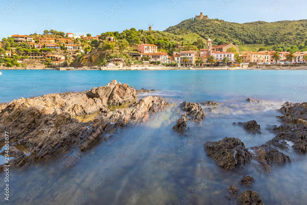Beautiful view of the tourist city of Collioure, France.