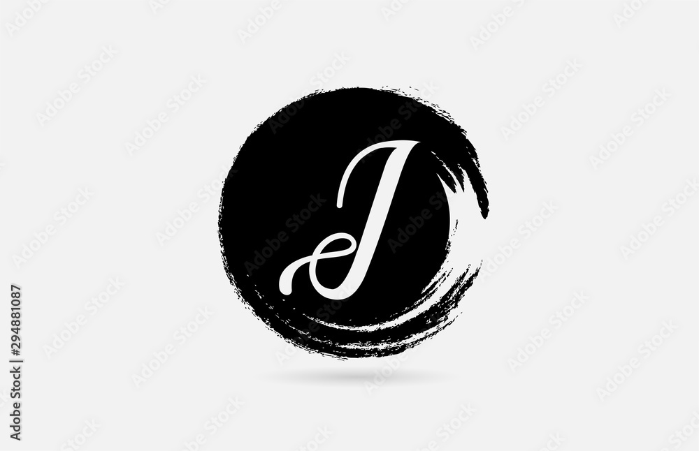 J letter logo alphabet on grunge circle in black and white for icon design J letter logo alphabet on grunge circle in black and white for icon design