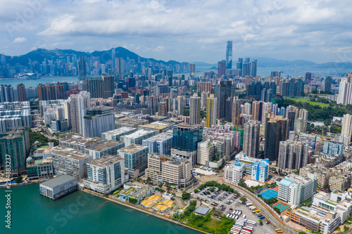 Top view of Hong Kong city skyline © leungchopan