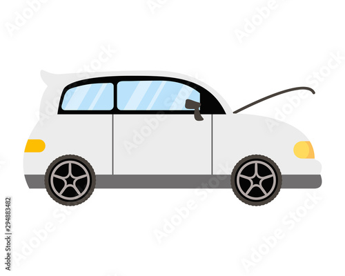 car with open bonnet mechanic icon