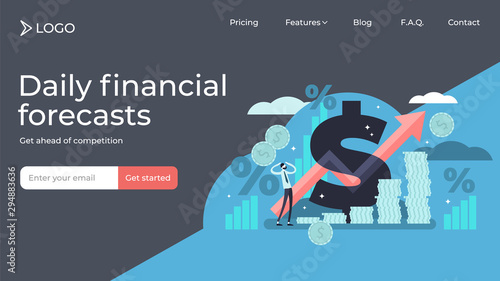 Inflation flat tiny person vector illustration landing page template design