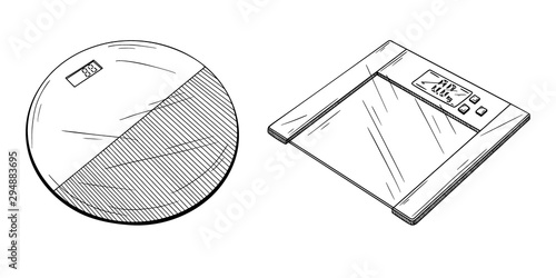 Kitchen scales isolated on white background. Vector illustration
