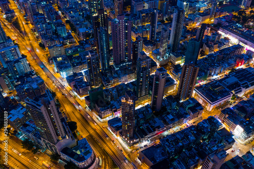 Wallpaper Mural  Top view of Hong Kong city at night Torontodigital.ca