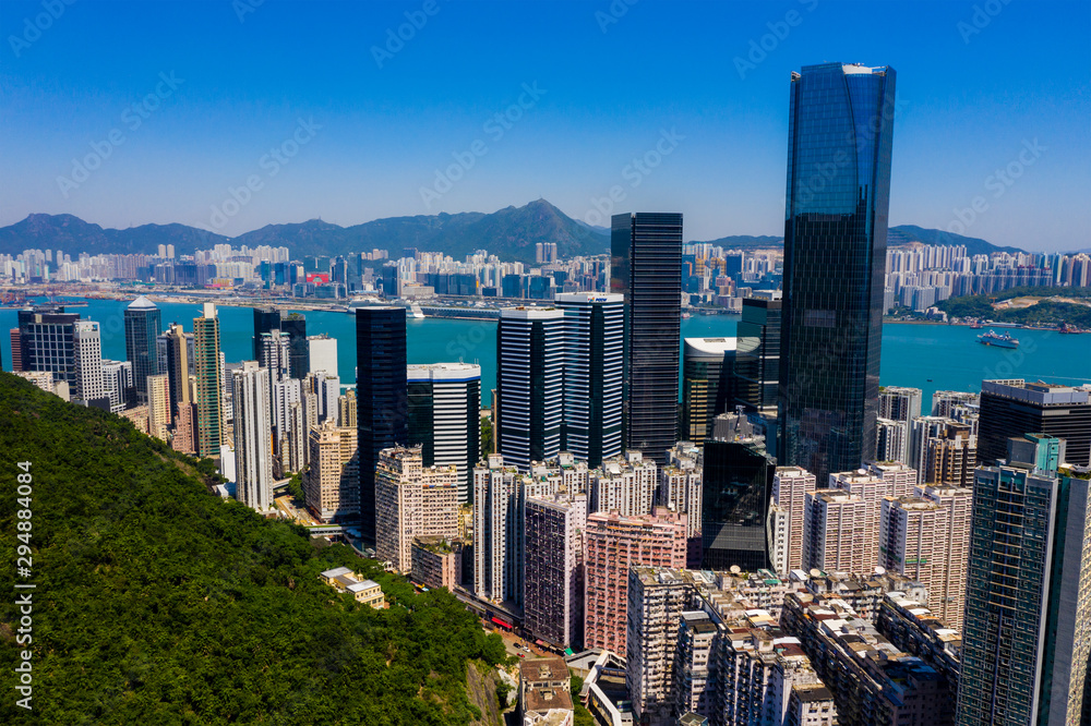 Obraz premium Top view of Hong Kong city