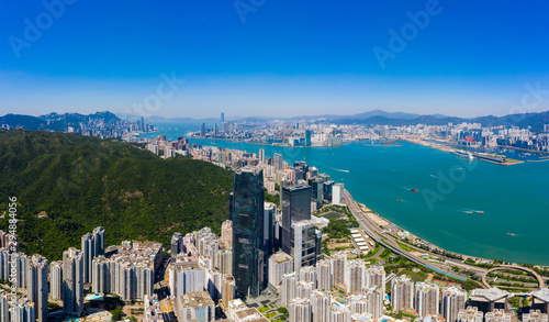 Photography Top view of Hong Kong city