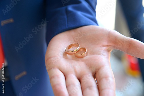 Gold Wedding Rings on a Male Hand