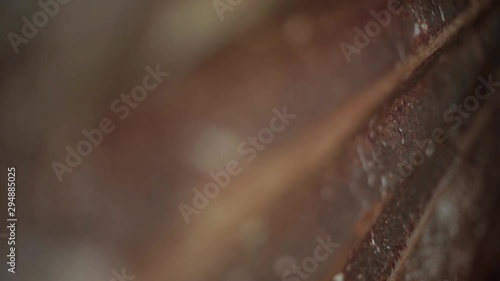 Cinematic dolly shot of Corroded metal sheet.