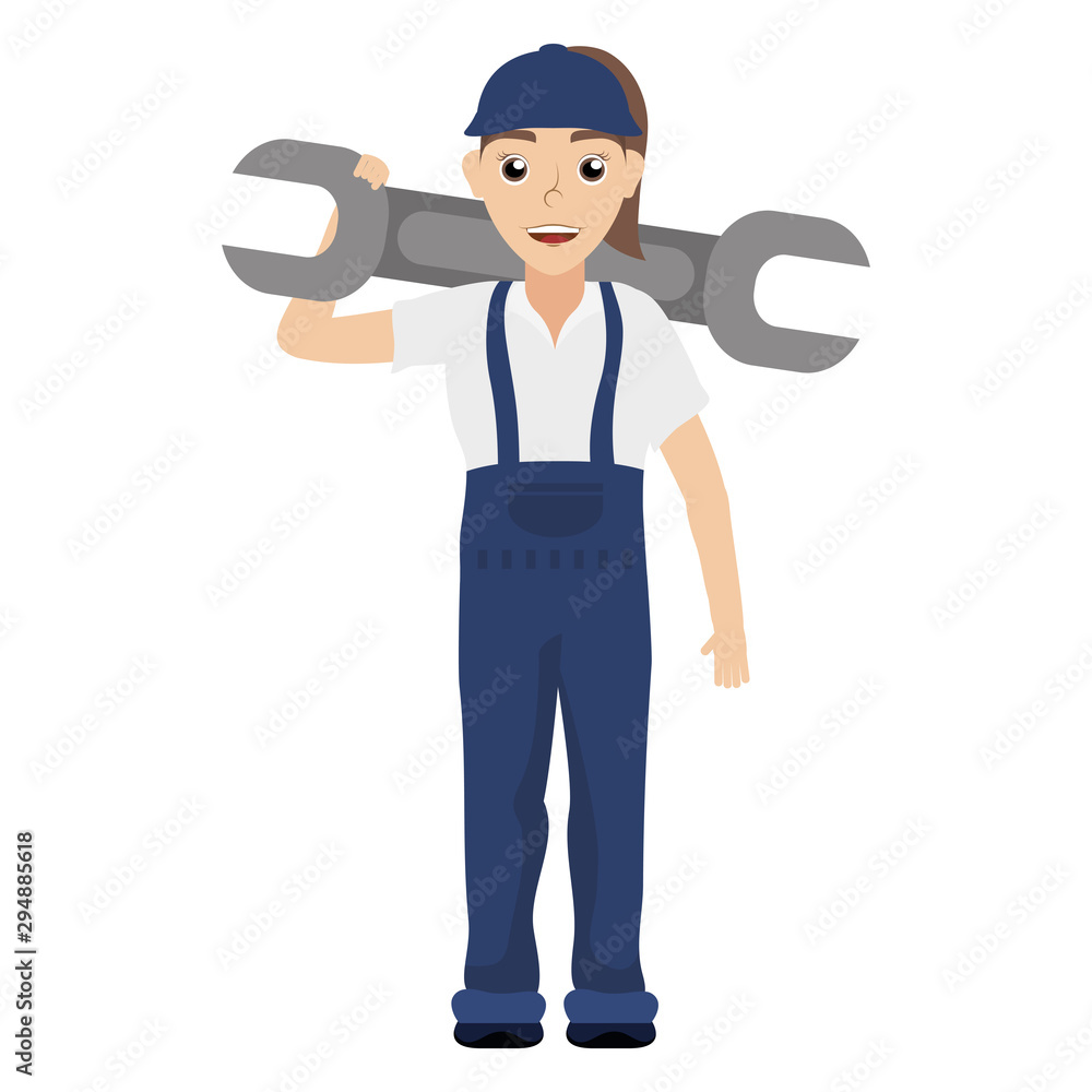 female young mechanic worker lifting wheel female young mechanic worker lifting wheel