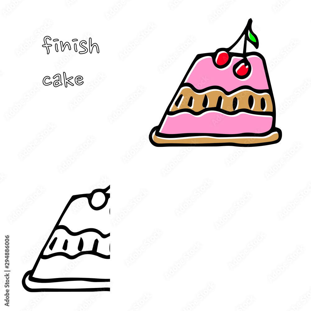custom made wallpaper toronto digitalSet of vector cakes with cream or fruits, Illustration on white background in hand drawn doodle style.Great for web page background, wrapping paper, cards,notebook and invitation