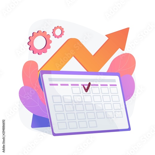 Event management. Performance efficiency, time optimization, reminder. Task and project deadline flat design element. Appointment date reminding. Vector isolated concept metaphor illustration