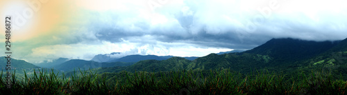 mountain panorama during storm day 