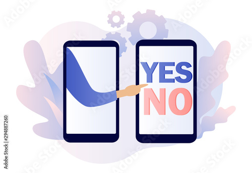 Yes or no consept. Decision making. Modern flat cartoon style. Vector illustration