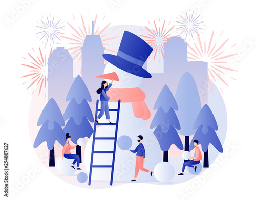 Merry Christmas. Winter Holidays concept. Modern flat cartoon style. Vector illustration