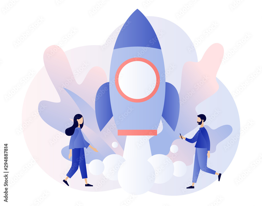 Fototapeta premium Business Start Up concept. Modern flat cartoon style. Vector illustration 