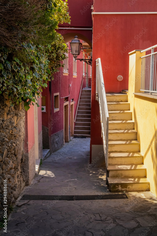 Romantic street of small village of Vernazza, Cinque Terre