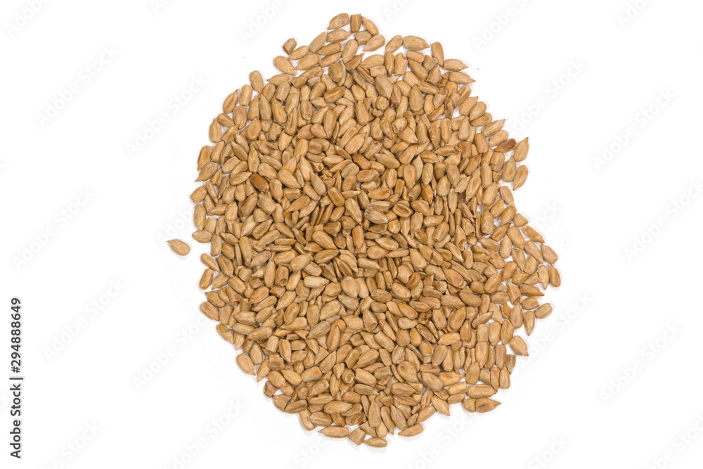 Sunflower seeds on isolated white background Sunflower seeds on isolated white background