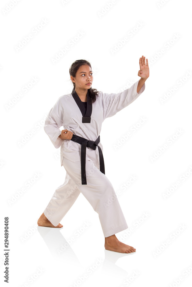 Female martial artist palm strike full length Female martial artist palm strike full length