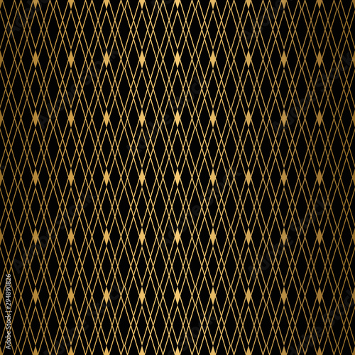 Diamond pattern motif. Seamless gold and black background