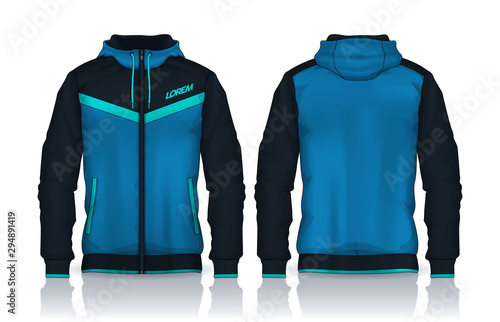 Hoodie shirts template.Jacket Design,Sportswear Track front and back view.