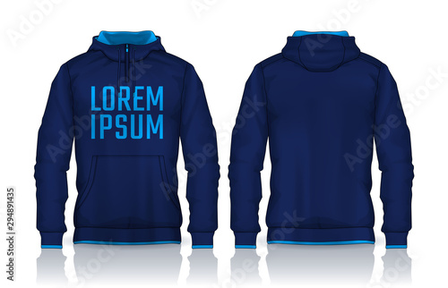 Hoodie shirts template.Jacket Design,Sportswear Track front and back view.
