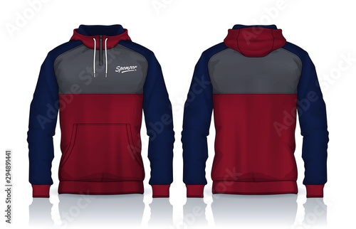 Hoodie shirts template.Jacket Design,Sportswear Track front and back view.