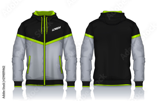 Hoodie shirts template.Jacket Design,Sportswear Track front and back view.