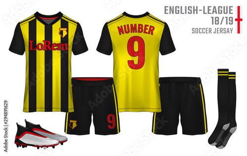 t-shirt sport design template, Soccer jersey mockup for football club. uniform front and back view.