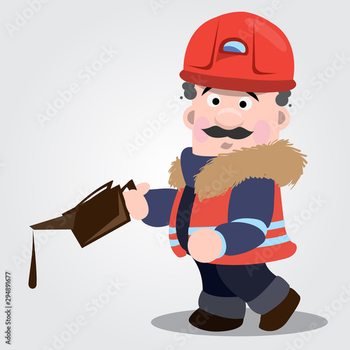 The man in the form of working with engine oil
