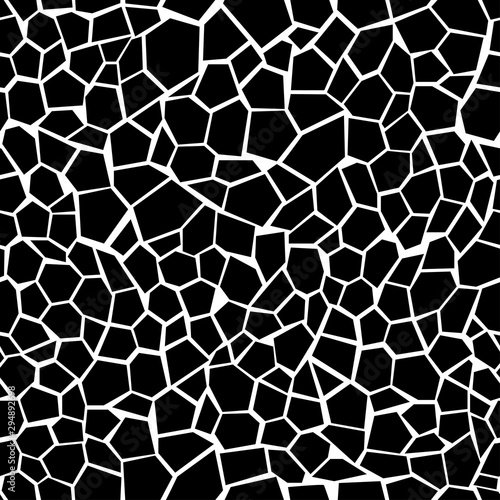 Black mosaic on white. Seamless decorative pattern. © Yana