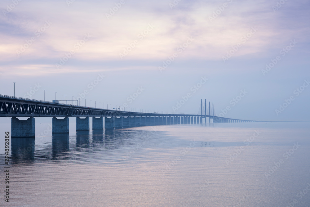 Oresund Bridge in Malmo, Sweden at sunrise Oresund Bridge in Malmo, Sweden at sunrise