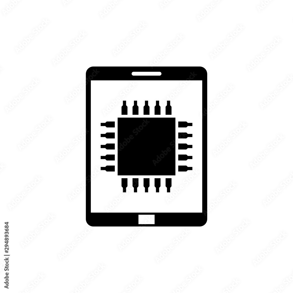 Mobile Processor, Phone Microprocessor Flat Vector Icon Mobile Processor, Phone Microprocessor Flat Vector Icon