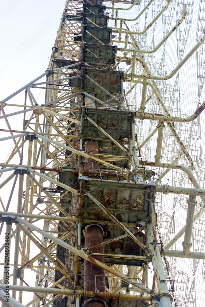 The radar antenna of the Duga military missile system in Chernobyl in Ukraine. The radar antenna of the Duga military missile system in Chernobyl in Ukraine.