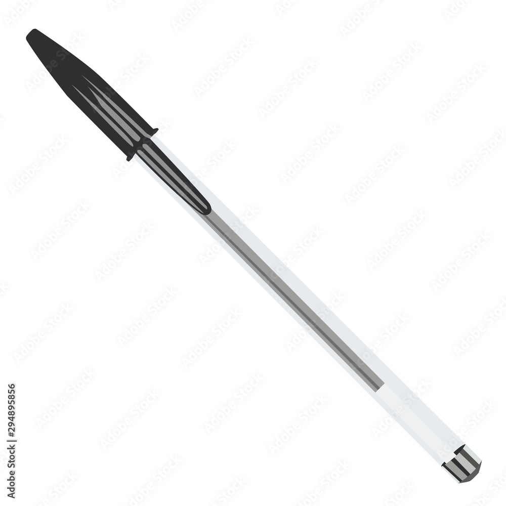 Pen black realistic vector illustration isolated