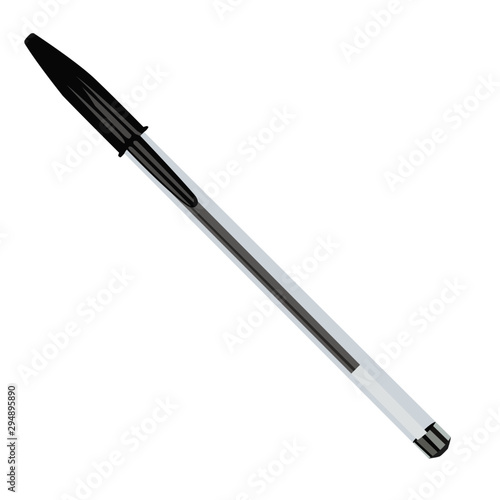 Pen black realistic vector illustration isolated