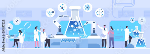 Lab chemical experiment flat vector illustration