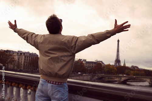 Handsome man enjoying in Paris. © Kitja