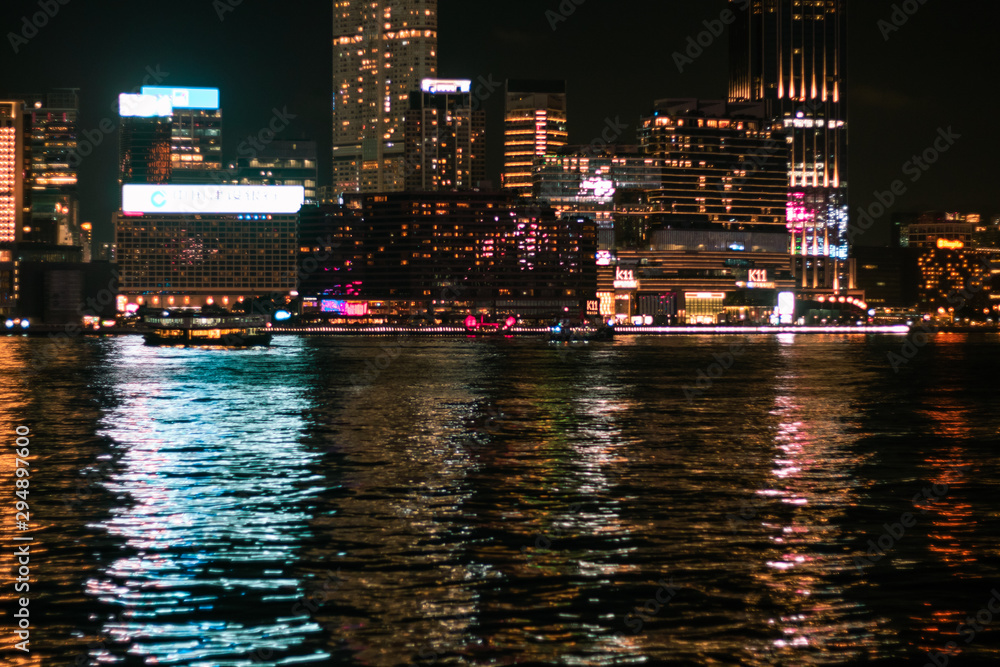 Fototapeta premium Hong Kong ferry at the coastline, Central