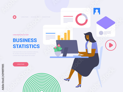 Business statistics landing page vector template