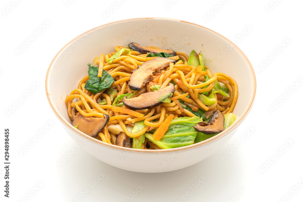 yakisoba noodles stir-fried with vegetable - vegan and vegetarian food
