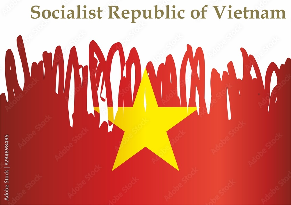 Obraz premium Flag of Vietnam, Socialist Republic of Vietnam, template for award design, an official document with the flag of the Socialist Republic Of Vietnam. Bright, colorful vector illustration