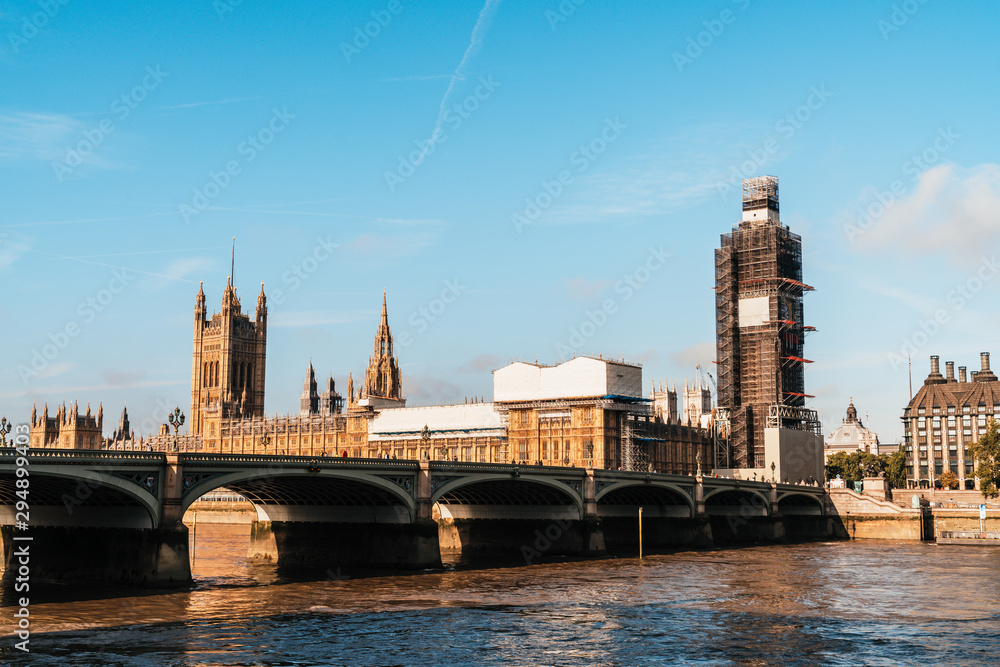 Naklejka premium Big Ben and Westminster Bridge in London, UK