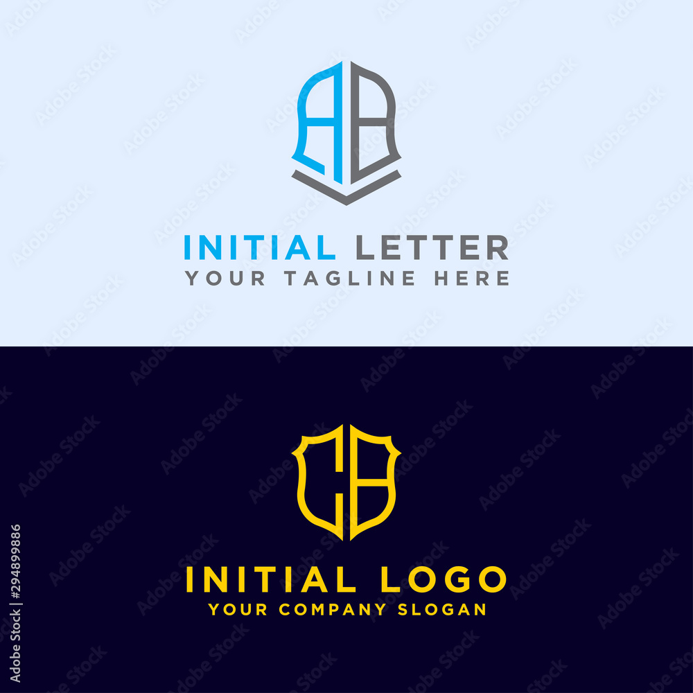 Initial AB and CB set of modern graphic design. Inspiring logo design for all companies. -Vectors