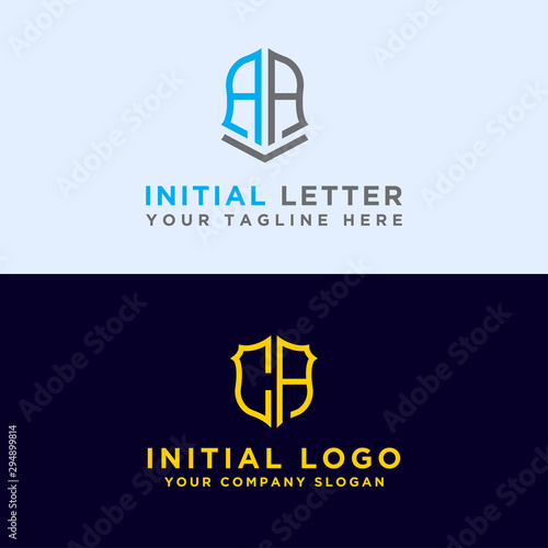 The initial set of AA and CA from modern graphic design. Inspiring logo design for all companies. -Vectors