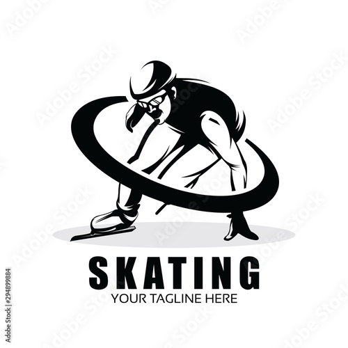 ice skating player logo design