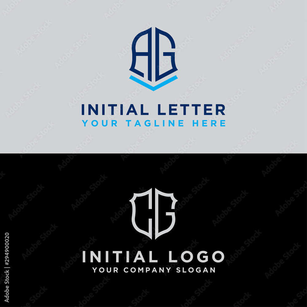 The initial set of AG and CG of modern graphic design. Inspiring logo design for all companies. -Vectors