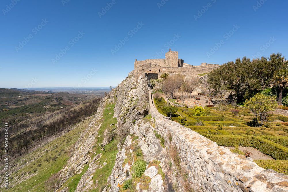Village of Marvao and castle on top of a mountain in Portugal