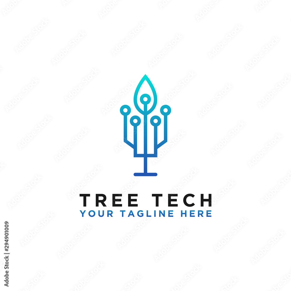 tree logo technology concepts, network design Vector technology.