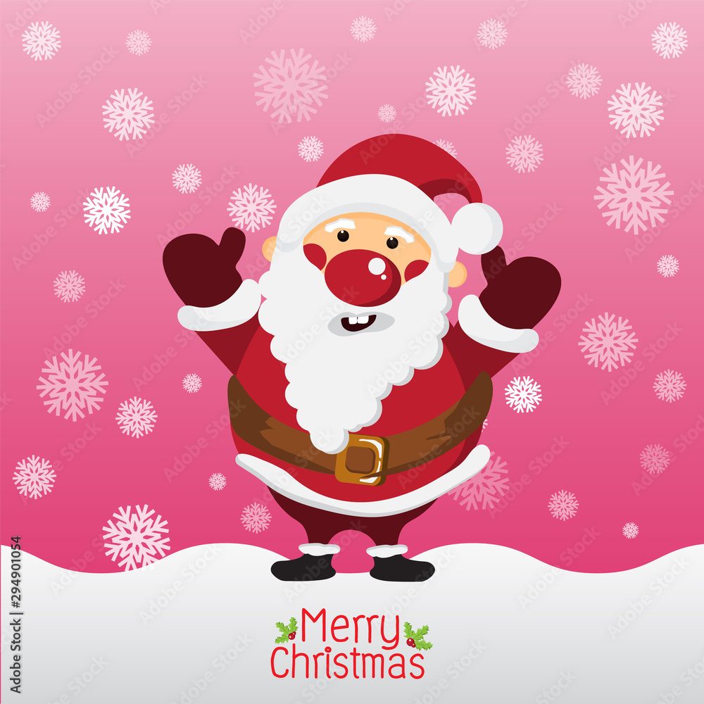 Merry Christmas Card with Cute Santa Claus,Happy New Year Concept,design for Greeting and poster,Vector illustration. Merry Christmas Card with Cute Santa Claus,Happy New Year Concept,design for Greeting and poster,Vector illustration.