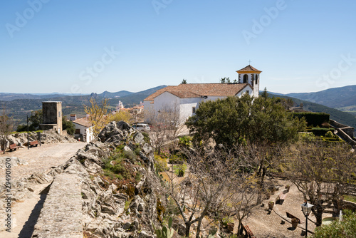 Espirito Santo church in Marvao on the middle of a beautiful landscape and city walls